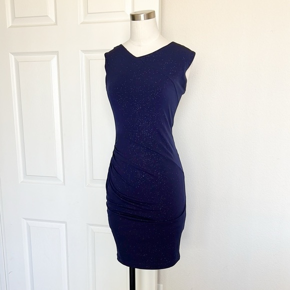 Alice + Olivia Annabelle Dress Navy Blue Sparkly Bodycon - Picture 8 of 8